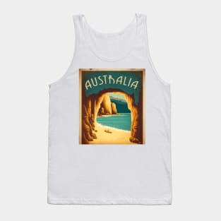 Australia Coastline Cave Vintage Travel Art Poster Tank Top